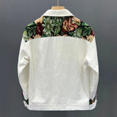 Hearujoy Y2K Retro Korean Cargo Style Lapel Men Floral Embroidered Patchwork Tops Design Jacket Mens Workwear Spring Autumn Slim Jacket